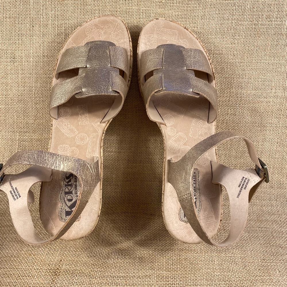 Kork Ease leather sandals wedges platform heels gold size 10 - Picture 7 of 11